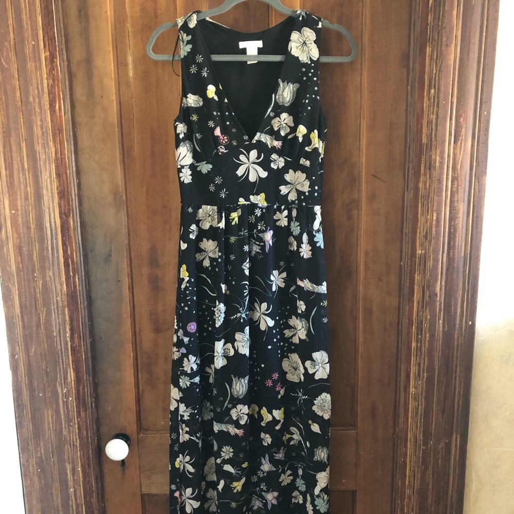 Sleeveless floral midi dress sheet maxi overlay